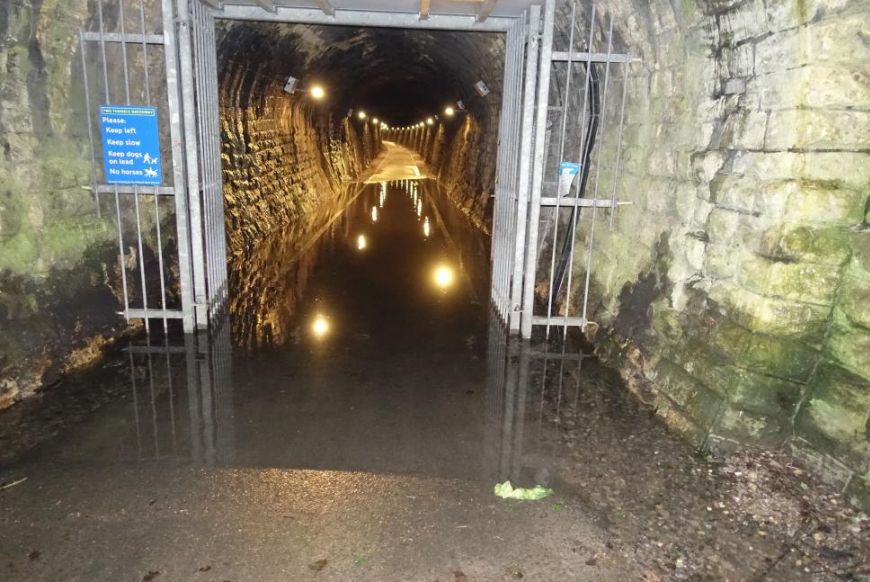 Enterance to a tunnel that is flooded 